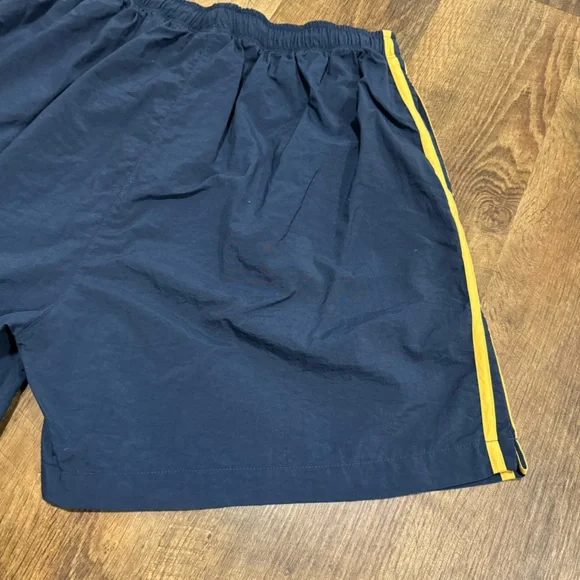 Vtg Y2K Adidas Mens Athletic Shorts Sz XL Nvay Blue Gold Yellow Stripe Sides - Picture 9 of 14